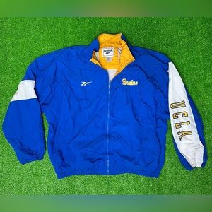 Vintage Reebok UCLA Windbreaker Jacket Mens 2XL Blue Yellow White Bruins READ